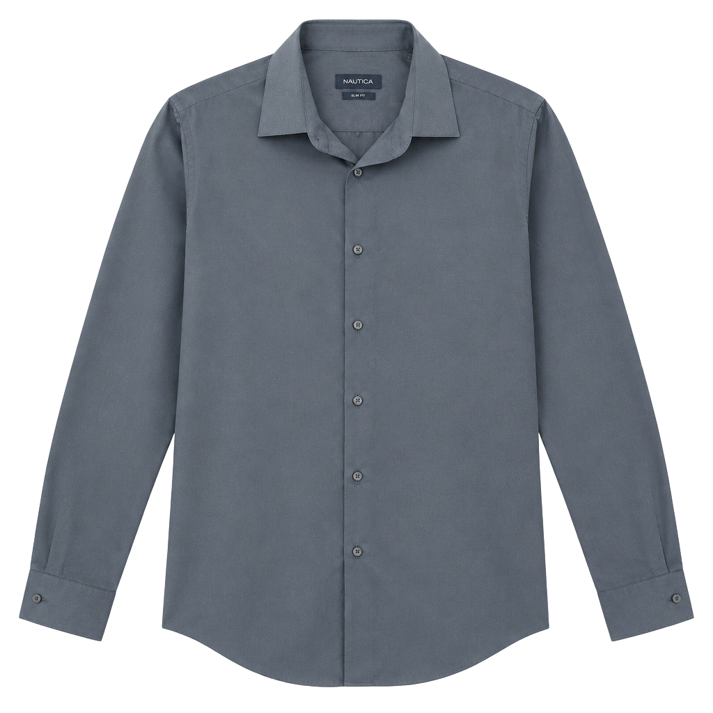 Nautica Slim Fit Dress Shirt 16-16.5 34/35 Blue Long Sleeve 1
