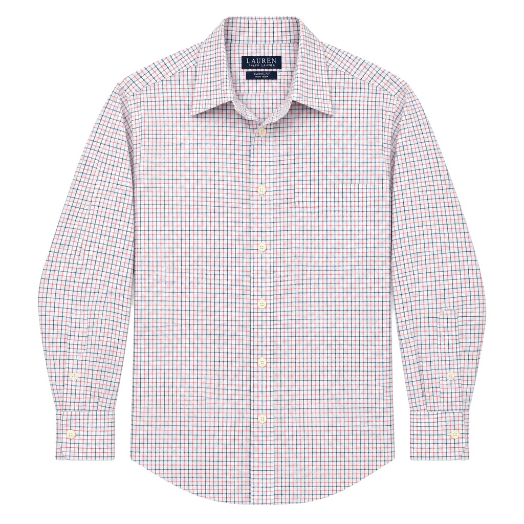 Lauren Ralph Lauren Dress Shirt Size 16.5 32/33 Plaid Stretch Regular Fit 1