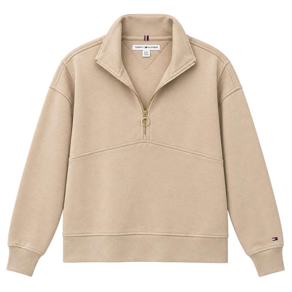 Tommy Hilfiger Half-Zip Sweatshirt Size XL Beige 1