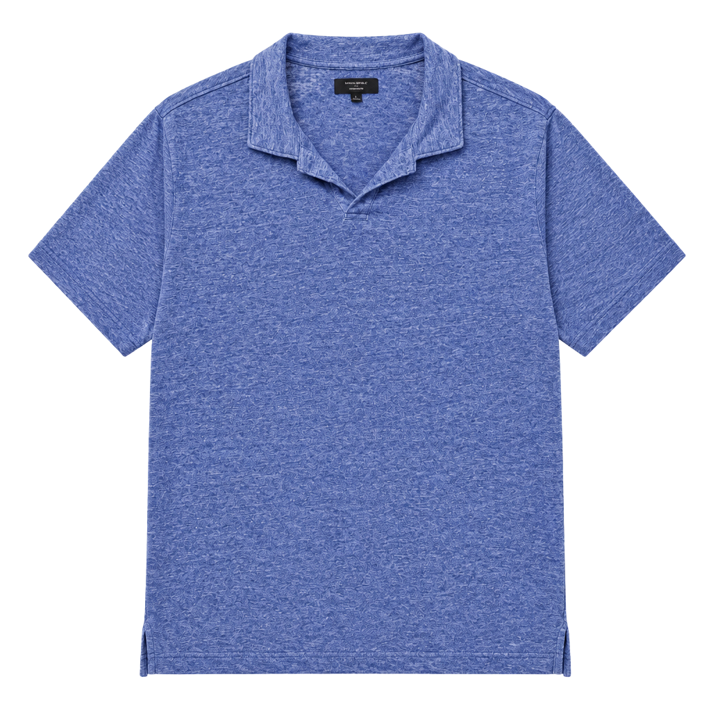 Banana Republic Linen-Blend Polo Size L Blue Short Sleeve Shirt 1