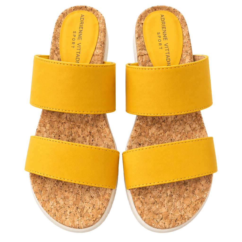 Adrienne Vittadini AV-Cara-2 Platform Sandals Size 8M Yellow Cork 1