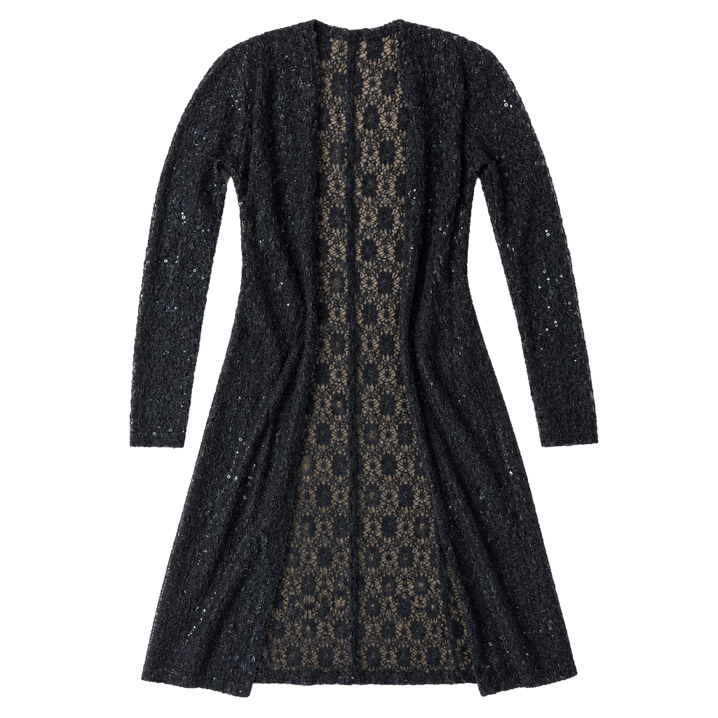 Duster Cardigan Black Lace Sequin XS/S 1