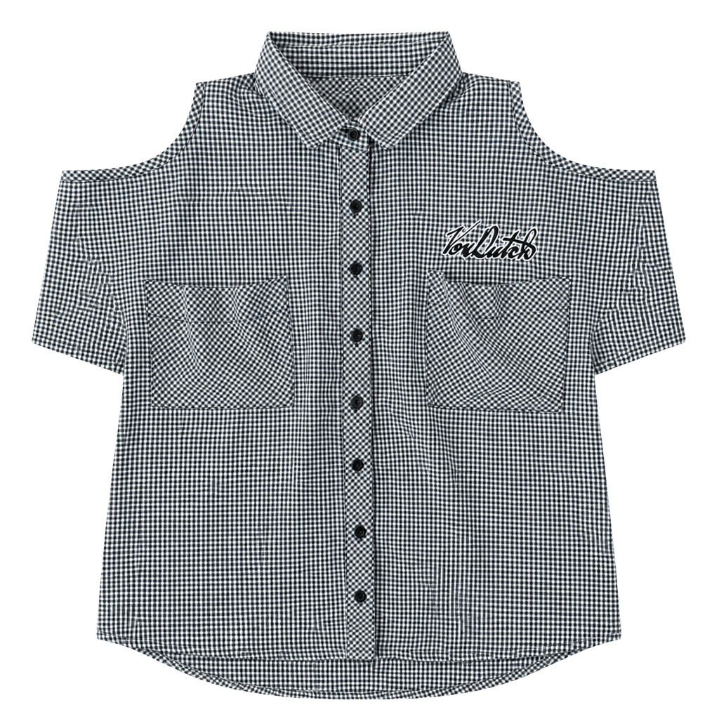 Von Dutch Gingham Cold Shoulder Shirt 1