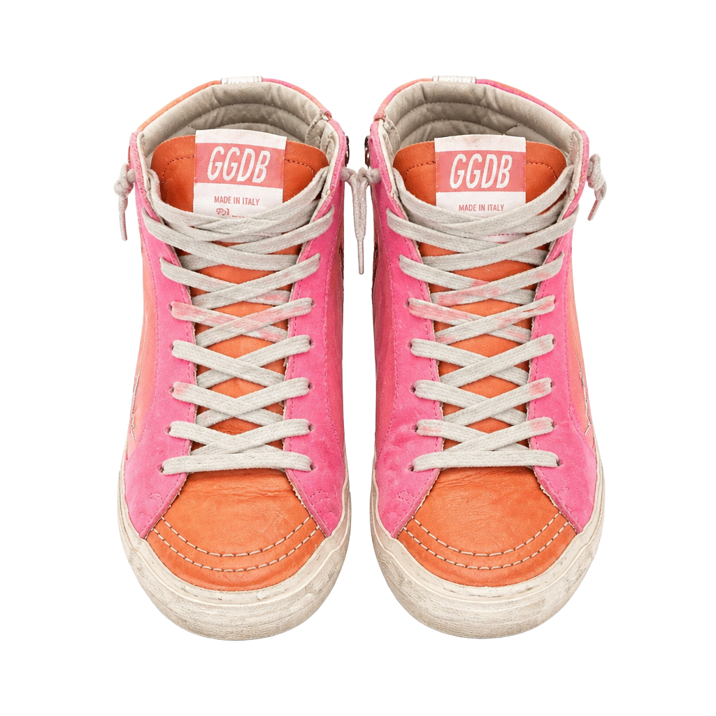 Golden Goose Slide High Top Sneakers Pink Orange 1