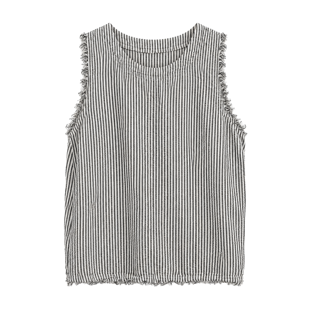 Thread + Supply Striped Tank Top Blue White Button Back 1