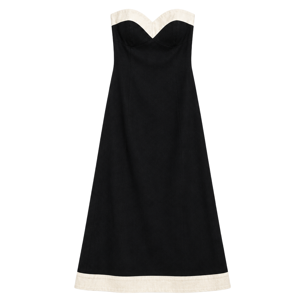 White House Black Market Strapless Dress Size 0 Black White 1