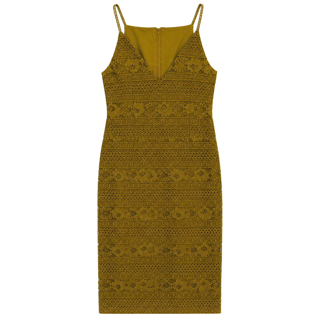 H&M Lace Bodycon Dress Size US 10 Mustard Yellow 1