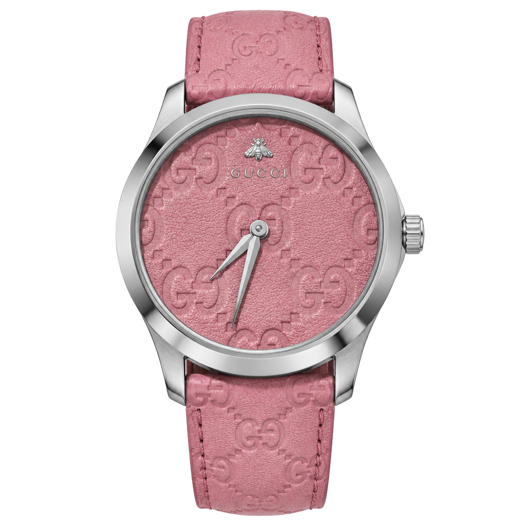 Gucci G-Timeless YA1264030 Pink Dial Leather Strap Watch 1