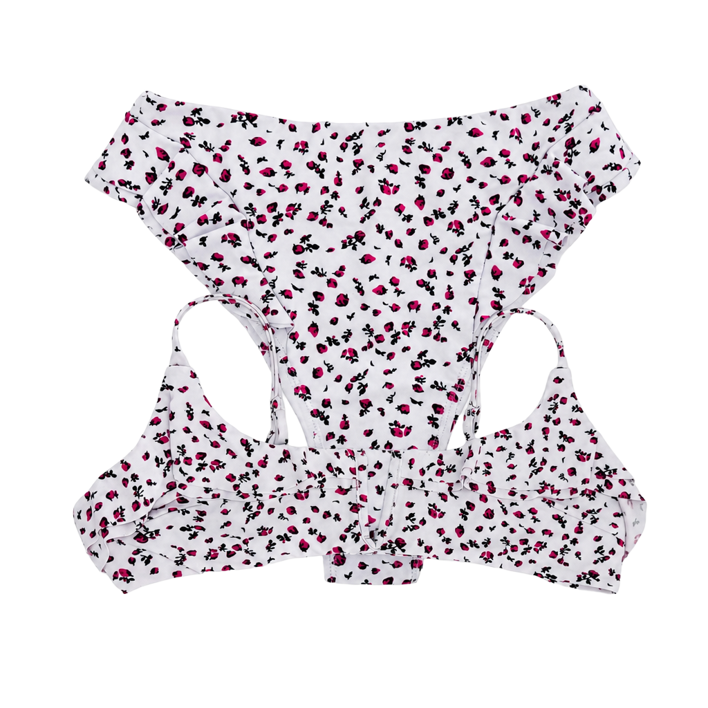 Revamped White Floral Ruffle High Cut Bikini Set 1