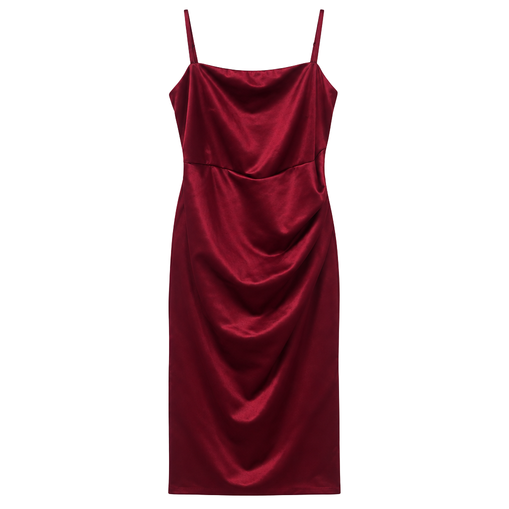 Honey and Rosie Satin Slip Dress Size M Red Ruched 1
