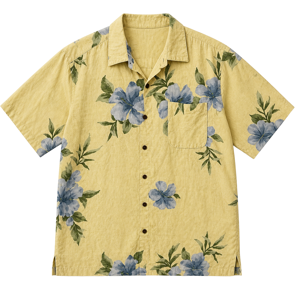 Caribbean Joe Tropical Hawaiian Button Down Shirt Yellow Floral Silk 1