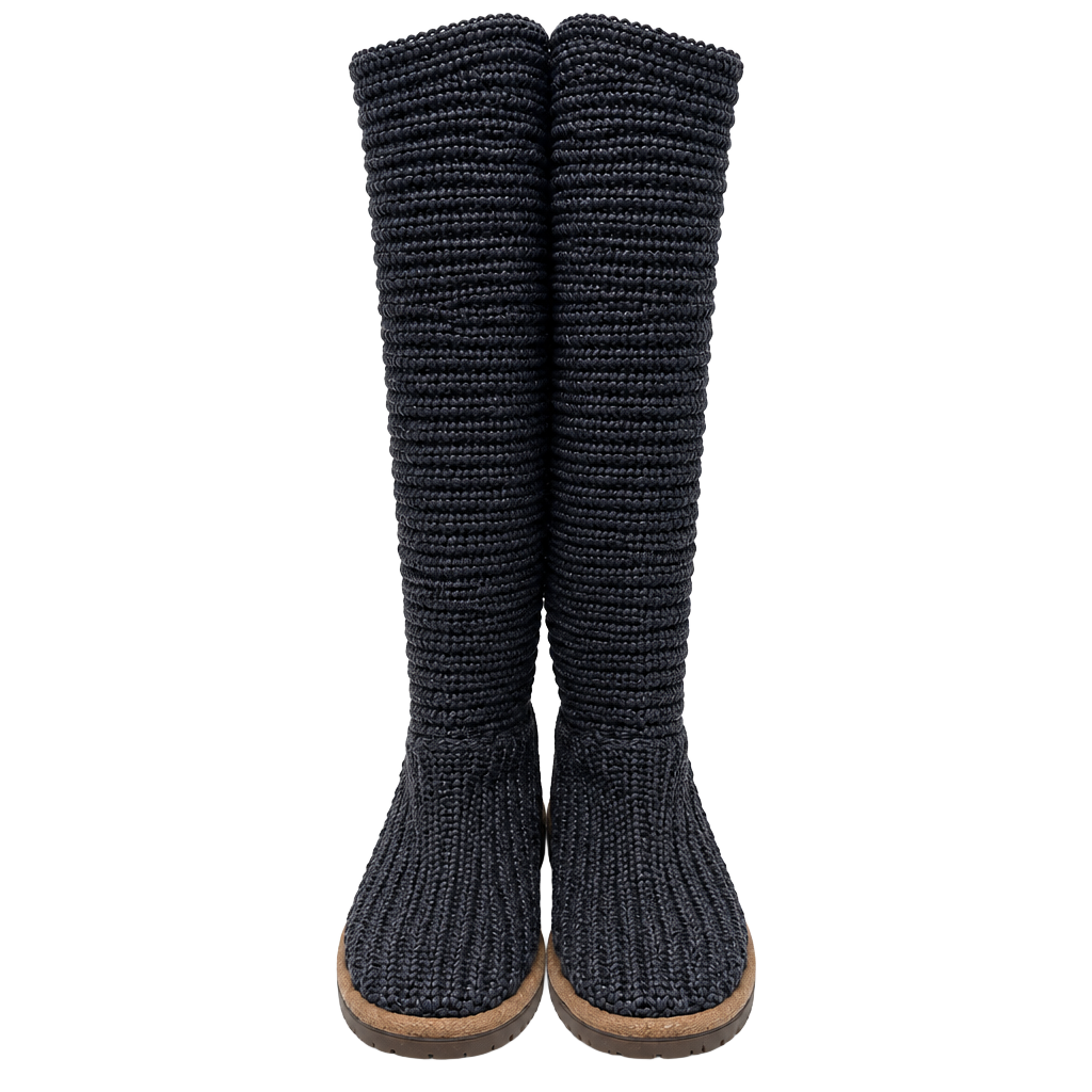 Knit Tall Winter Boots - Black/brown 1