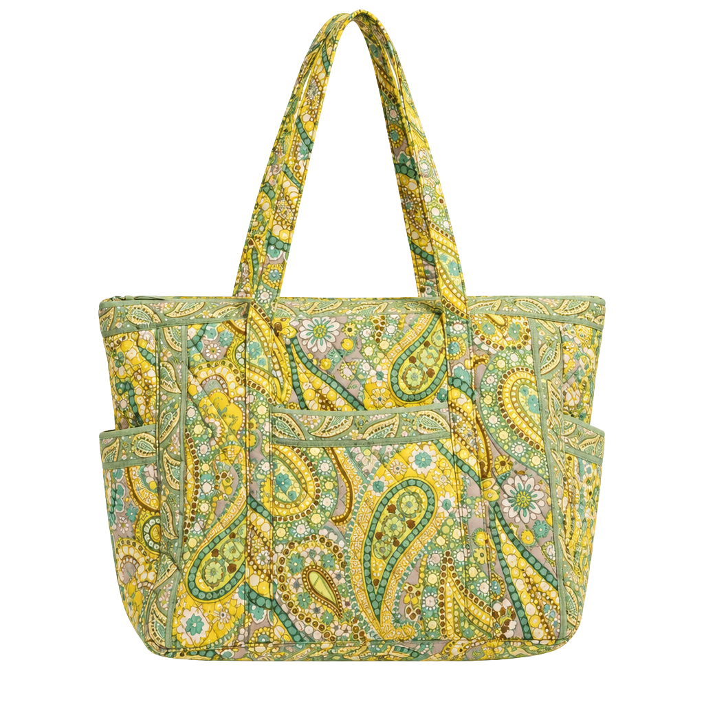 Vera Bradley Yellow and Green Paisley Quilted Tote 1