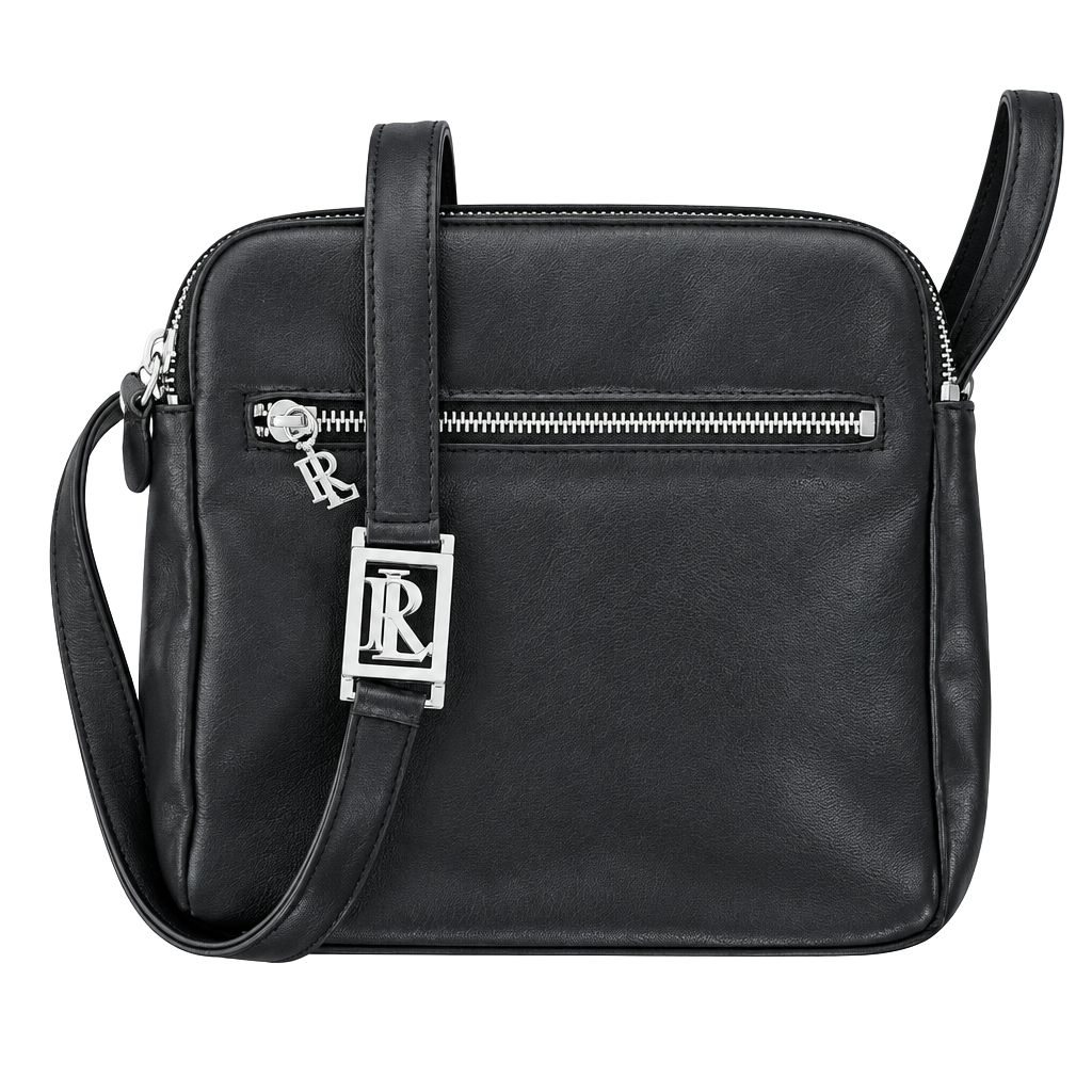 RALPH LAUREN BLACK
LEATHER SMALL CROSSBODY SHOULDER BAG DUAL ZIP TOP
VTG 1