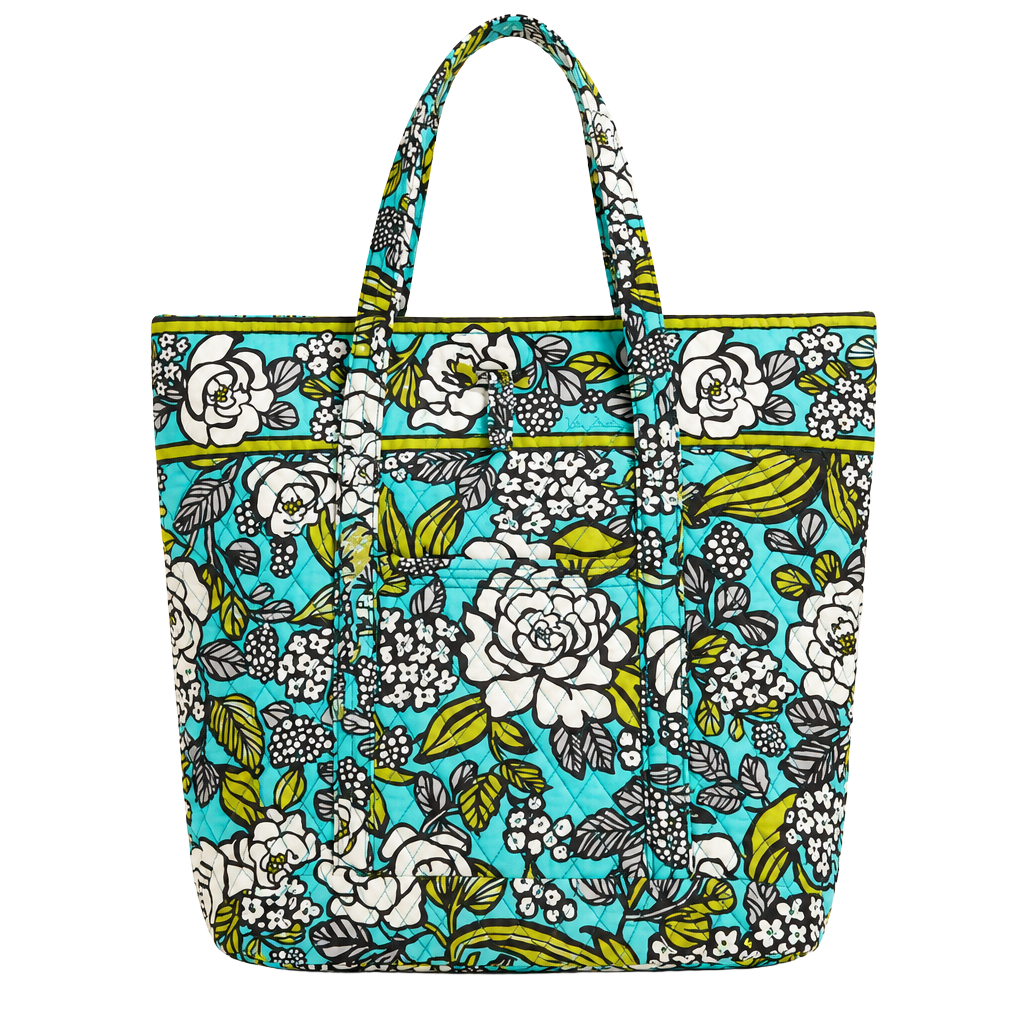 Vera Bradley Island blooms Quilted Floral Tote Bag in Aqua Blue 1