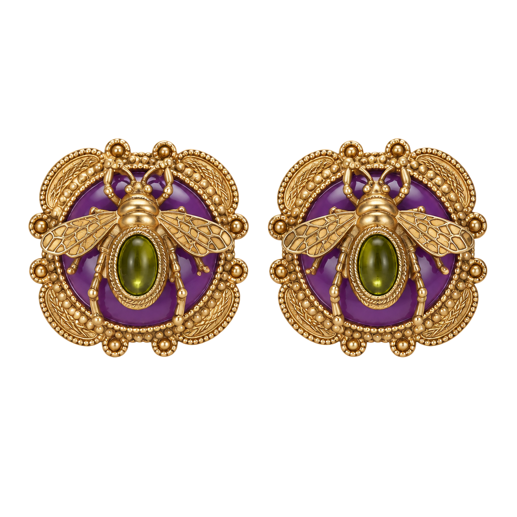 Gorgeous Bronze Setting Bee earrings 1