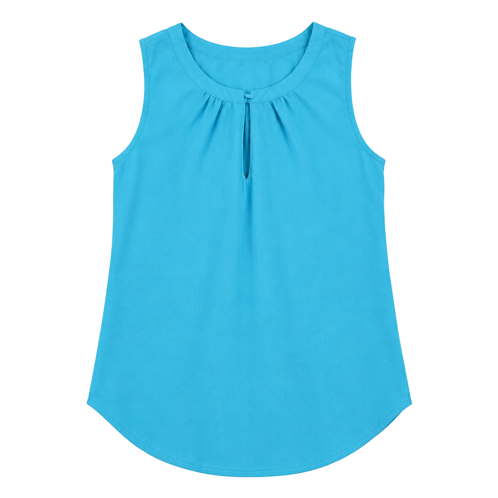New York & Company Turquoise Keyhole Pleated Sleeveless Shell Small 1