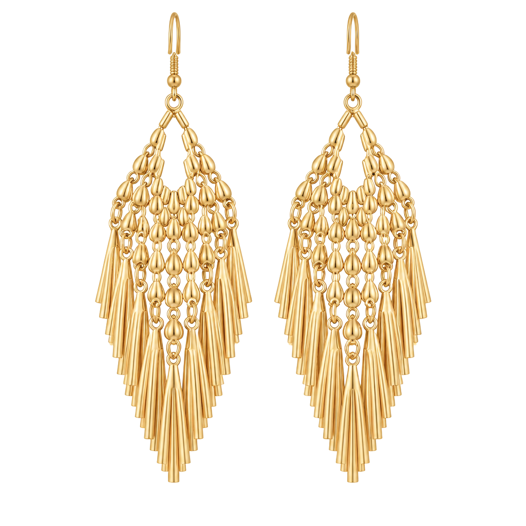 Gold Dangle Fringe Earrings - Women Jewelry 1