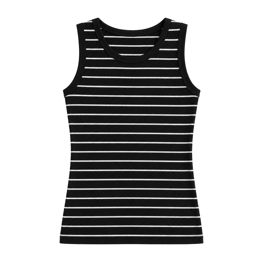Chico's Black and White Striped Sleeveless Tank XL 1