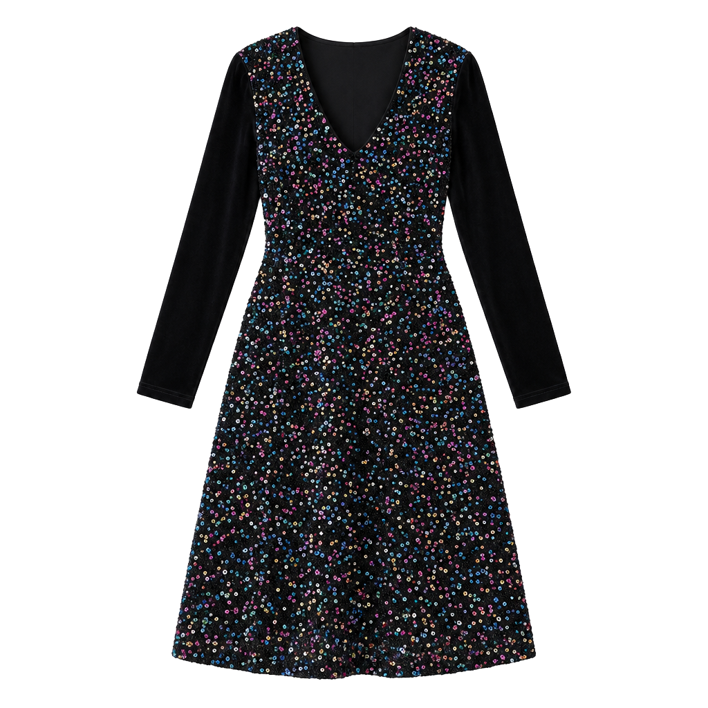 BloomChic Size 10 Medium Sequin Cover Open Back Mini Dress Black 1