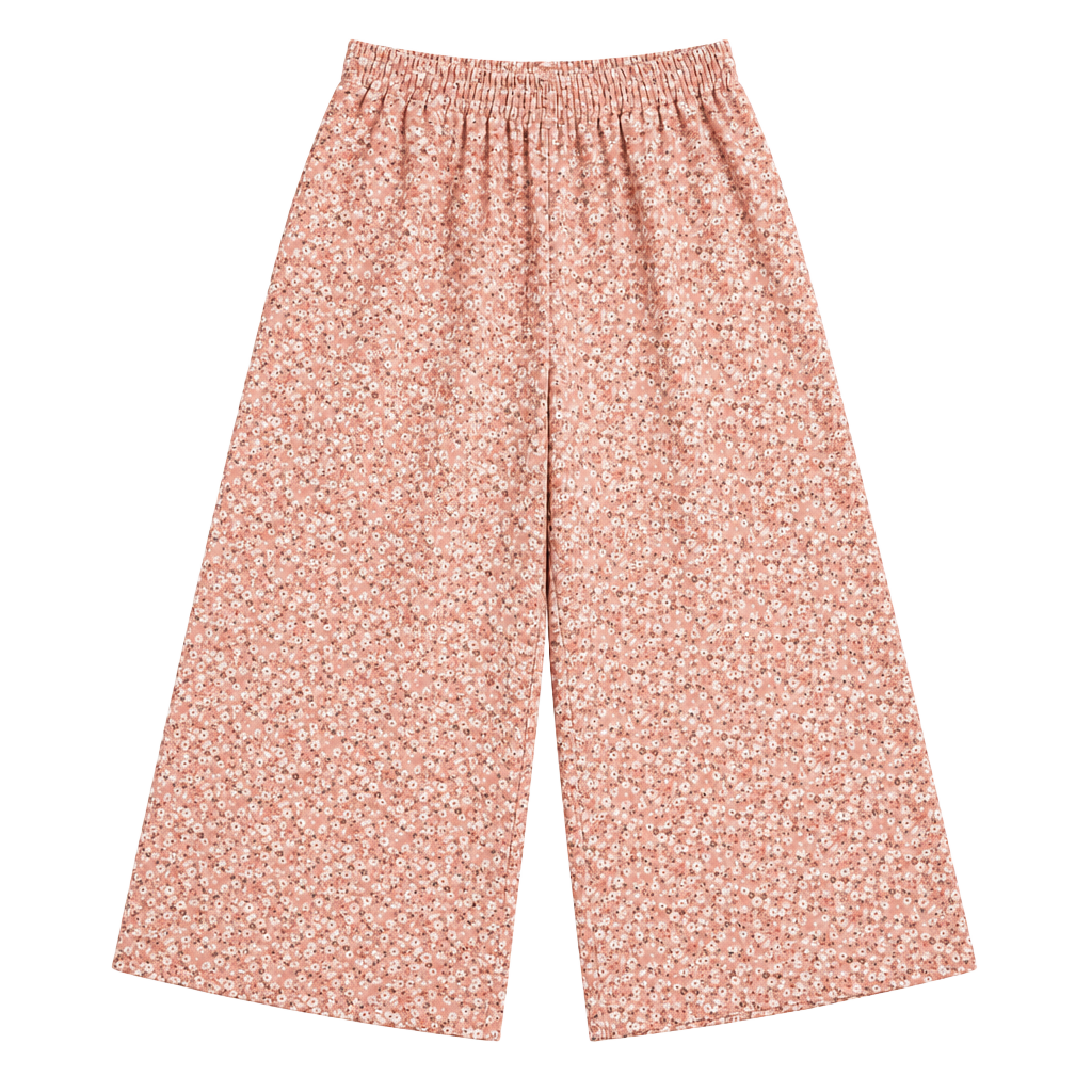 Shein Curve Salmon Pink Ditsy Floral BOHO Culottes PANTS 3XL 1