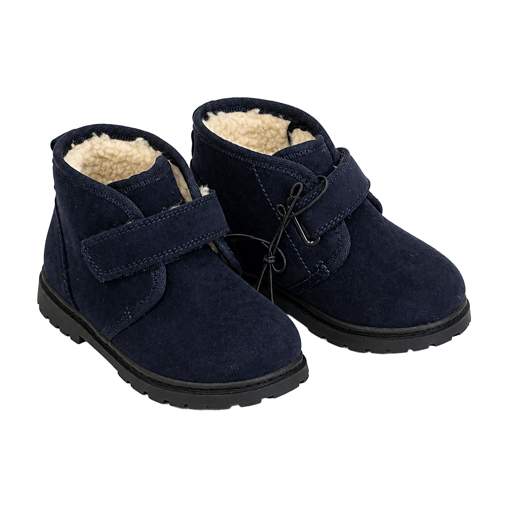 Cat & Jack Navy Blue Faux Suede Sherpa-Lined Ankle Boots 1