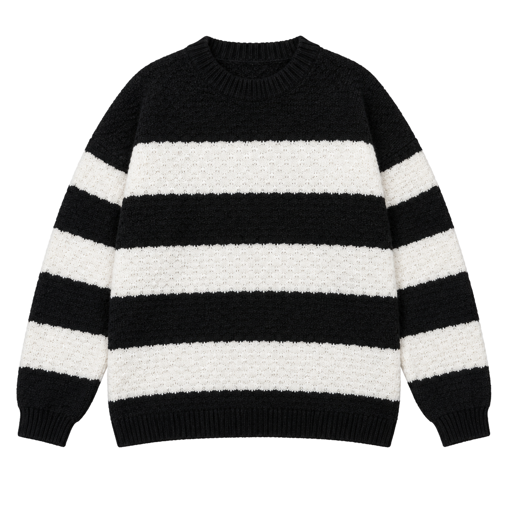 Nine West Striped Chunky Knit Crewneck Sweater 1
