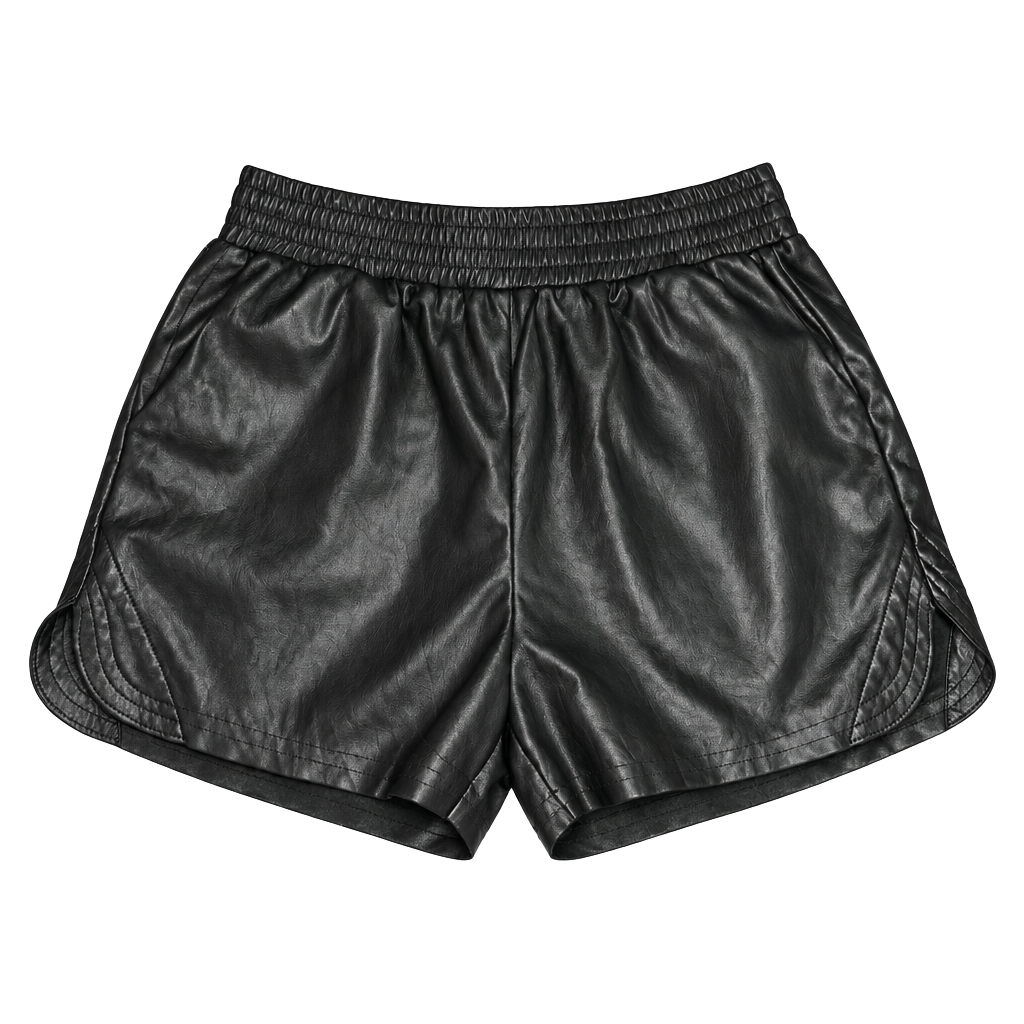 ee:some Black Faux Leather Pull-On Shorts Size L 1