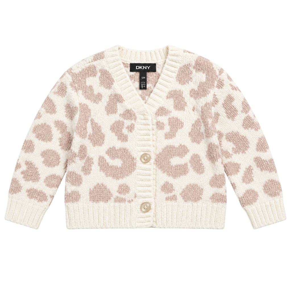 DKNY Leopard Print Cardigan Size 12M Beige White Baby Sweater 1
