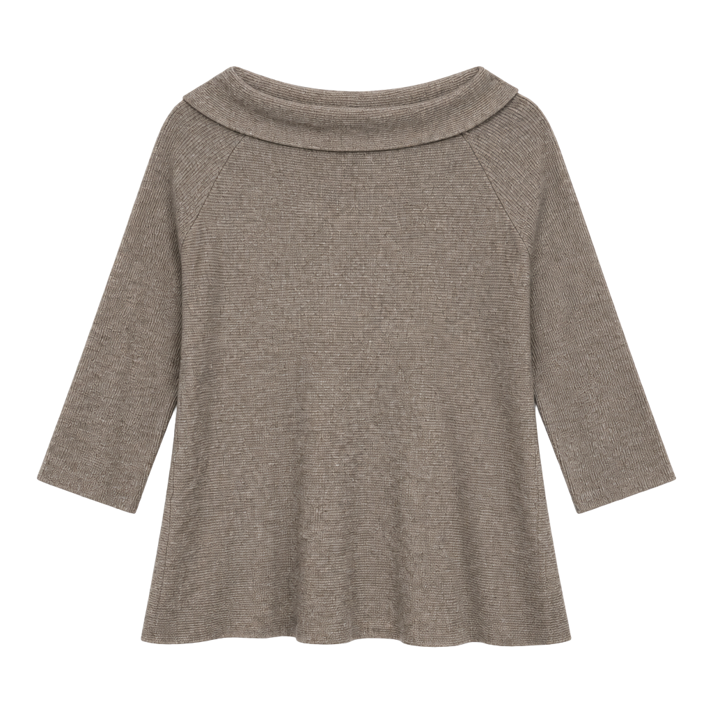 Soft Surroundings Cowl Neck Sweater Size M Brown Ribbed Pullover 1