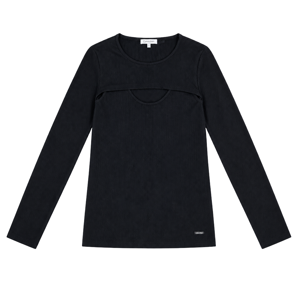 Calvin Klein Long Sleeve Ribbed Sweater Size M Black 1
