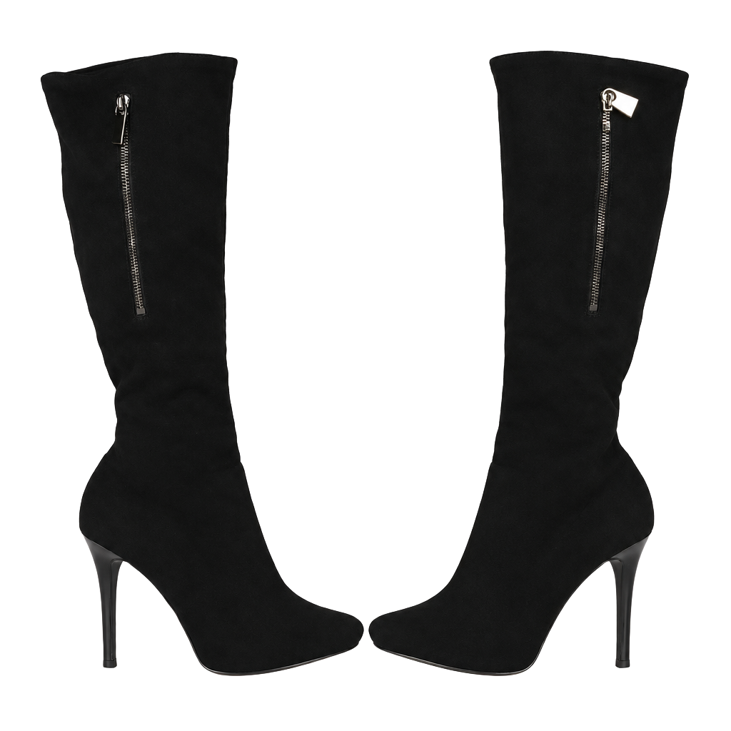 GUESS Women's Black Faux Leather Knee High Pointed Toe Stiletto Boots 10M 1