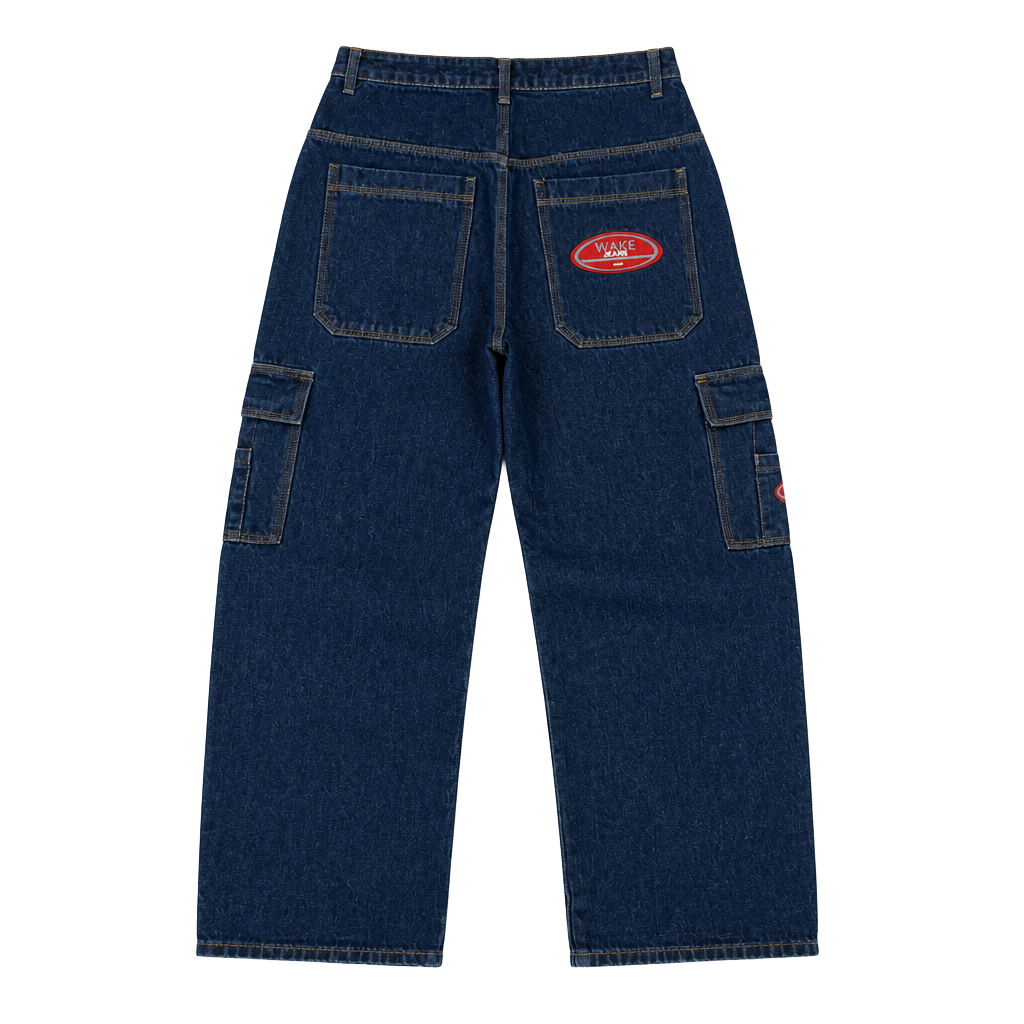 Wake Jeans Cargo Denim Size 28 Dark Wash Baggy 1