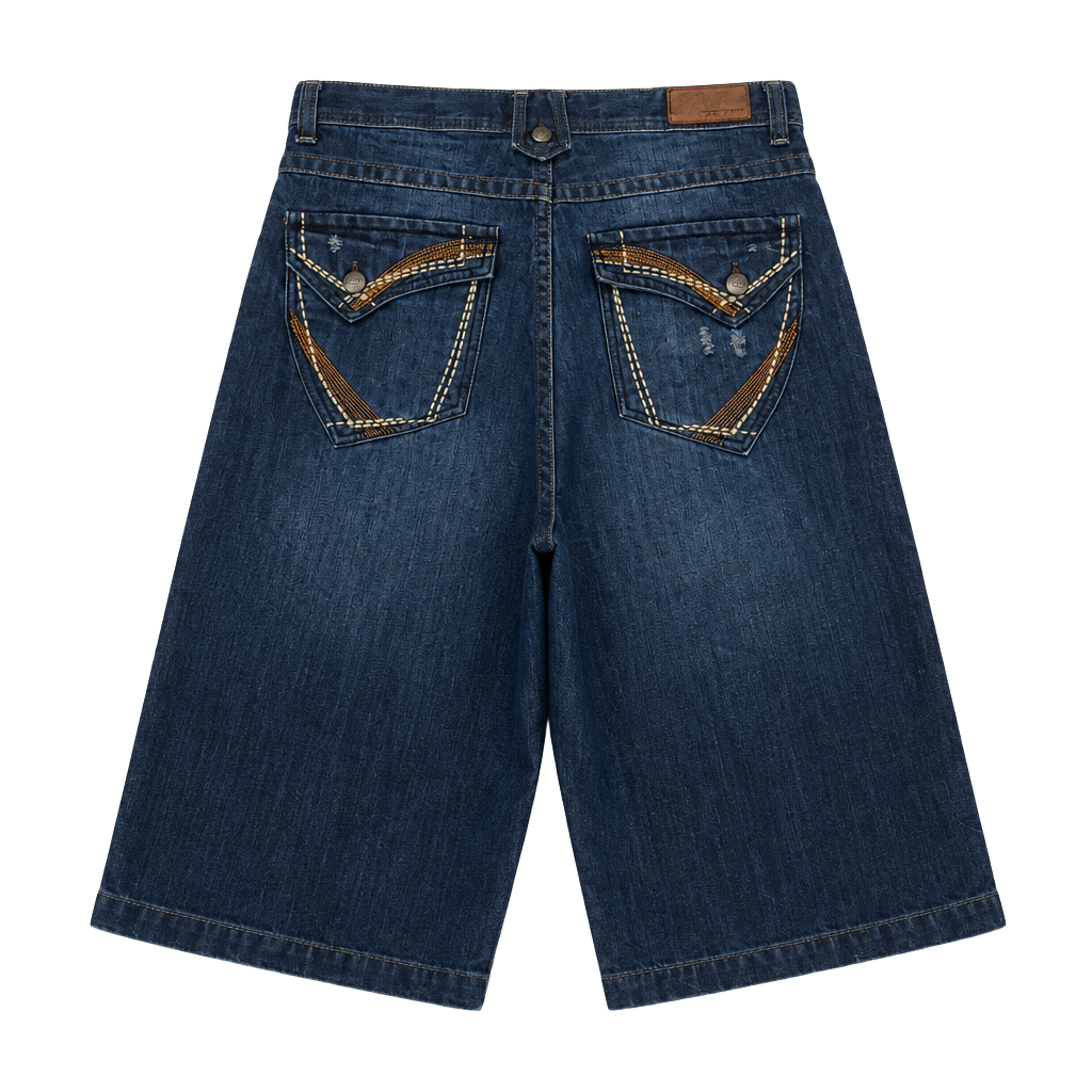Jordan Craig Denim Shorts Size 36 Blue Embroidered Flap Pocket 1