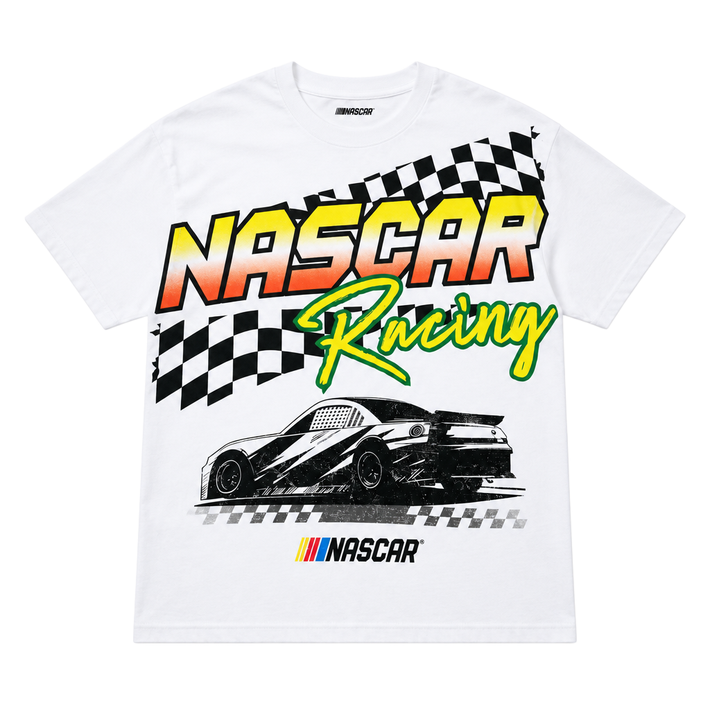 NASCAR Graphic T-Shirt Size L White Racing Print 1