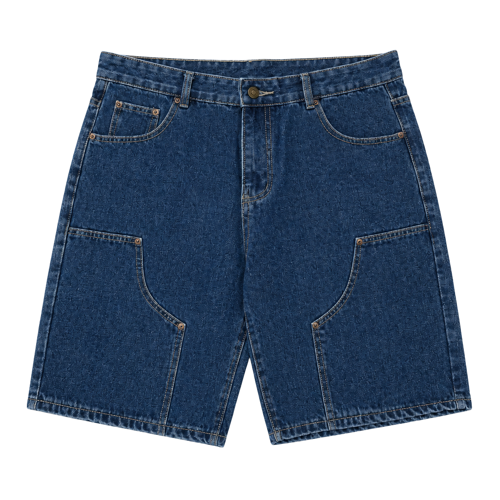 Unbranded Double Knee Denim Shorts Blue Carpenter Jorts 1