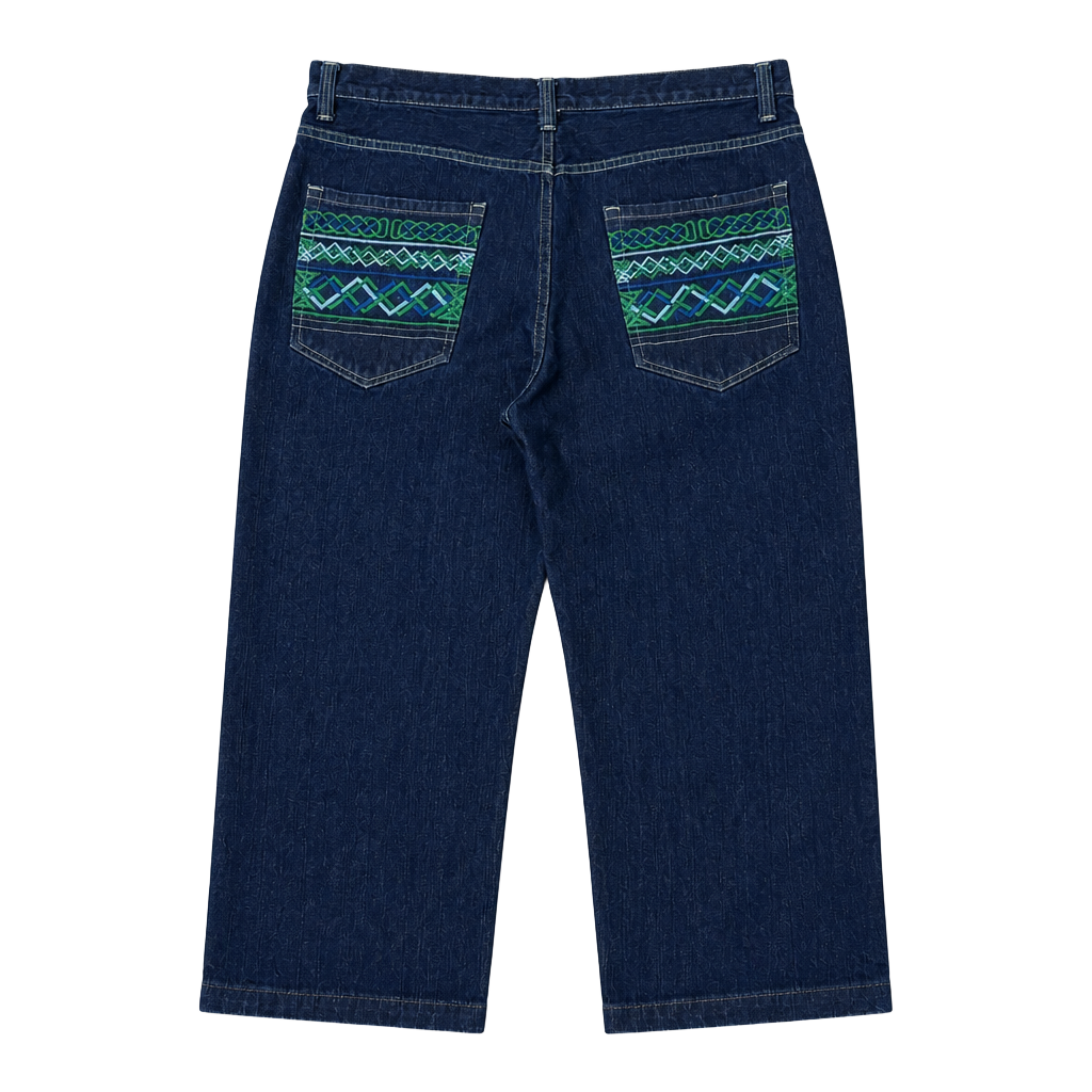 NBN Gear Jeans Size 38x30 Blue Denim Embroidered Pockets 1