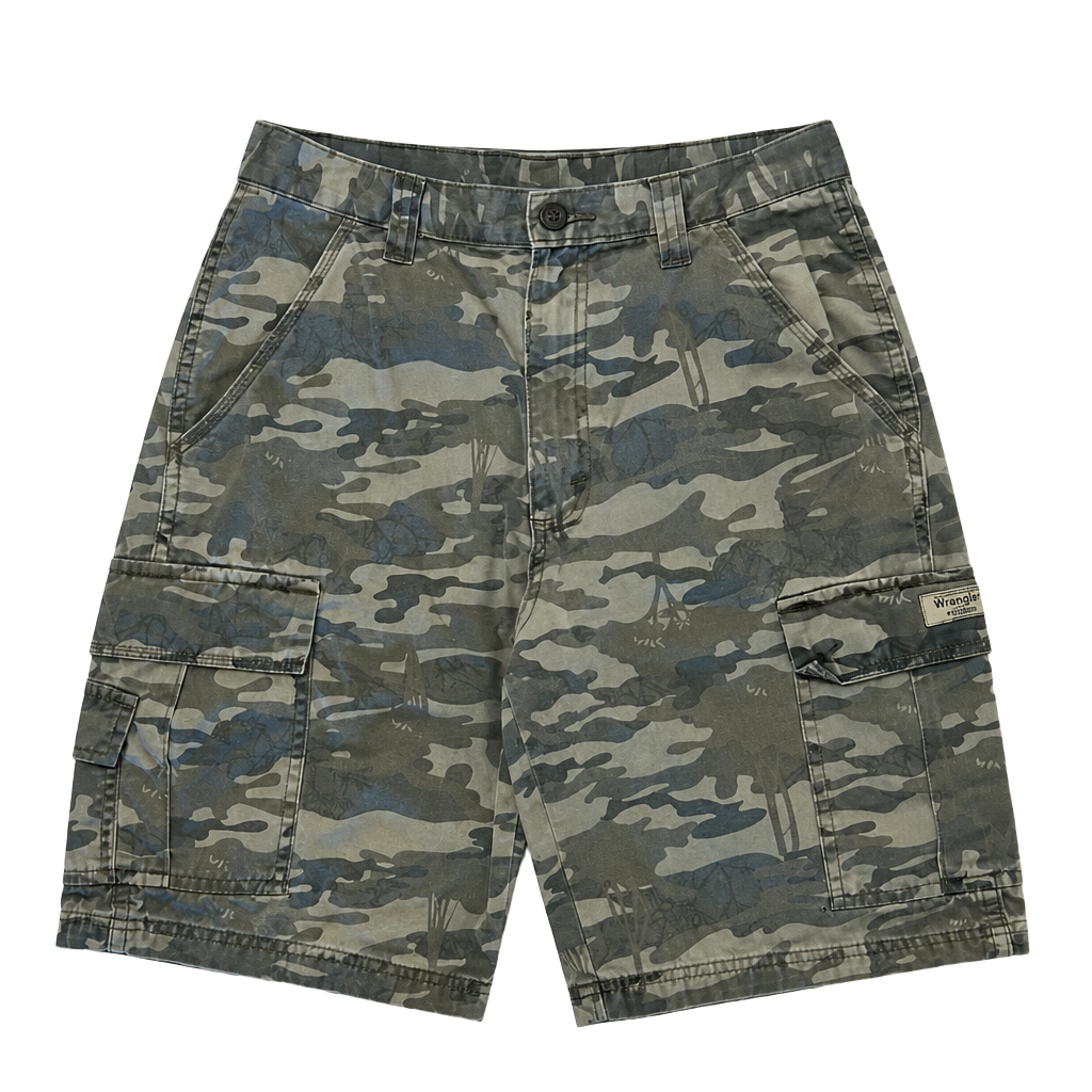 Wrangler Camouflage Cargo Shorts Green Camo 1