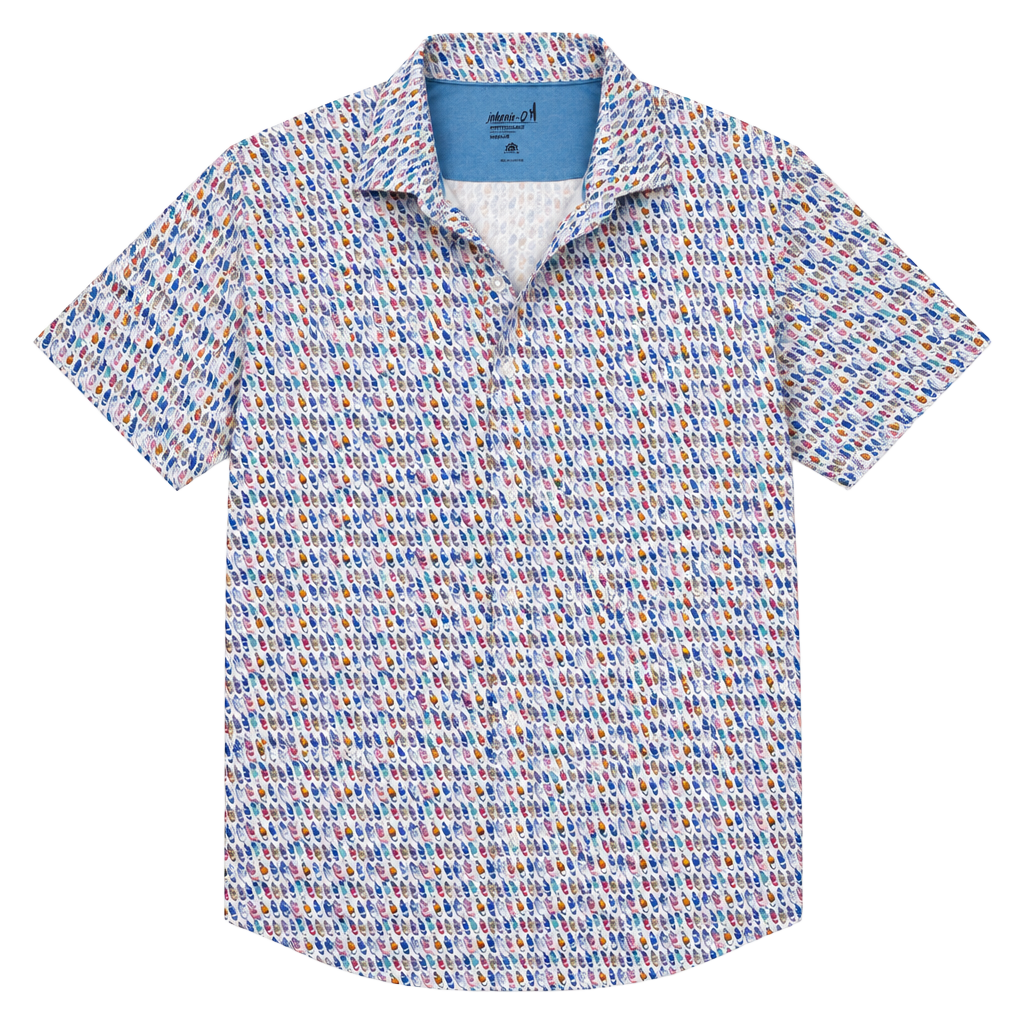 Johnnie-O Foxtrot Performance Polo Size Medium White Shoe Print 1