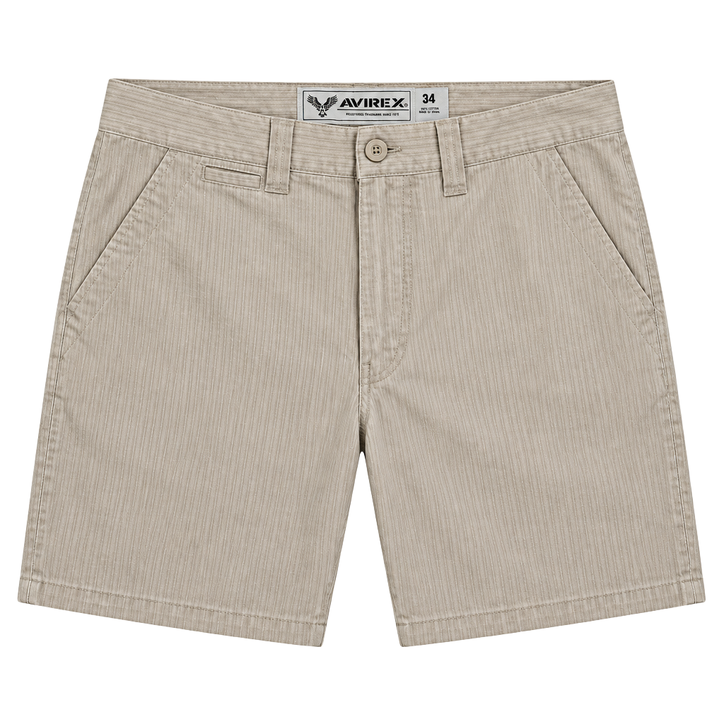 Avirex Stripe Shorts Size 34 Beige Cotton Casual Bermuda 1