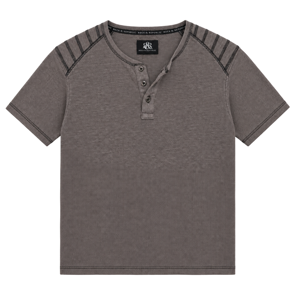 Rock & Republic Thermal Henley Shirt Brown Size L 1