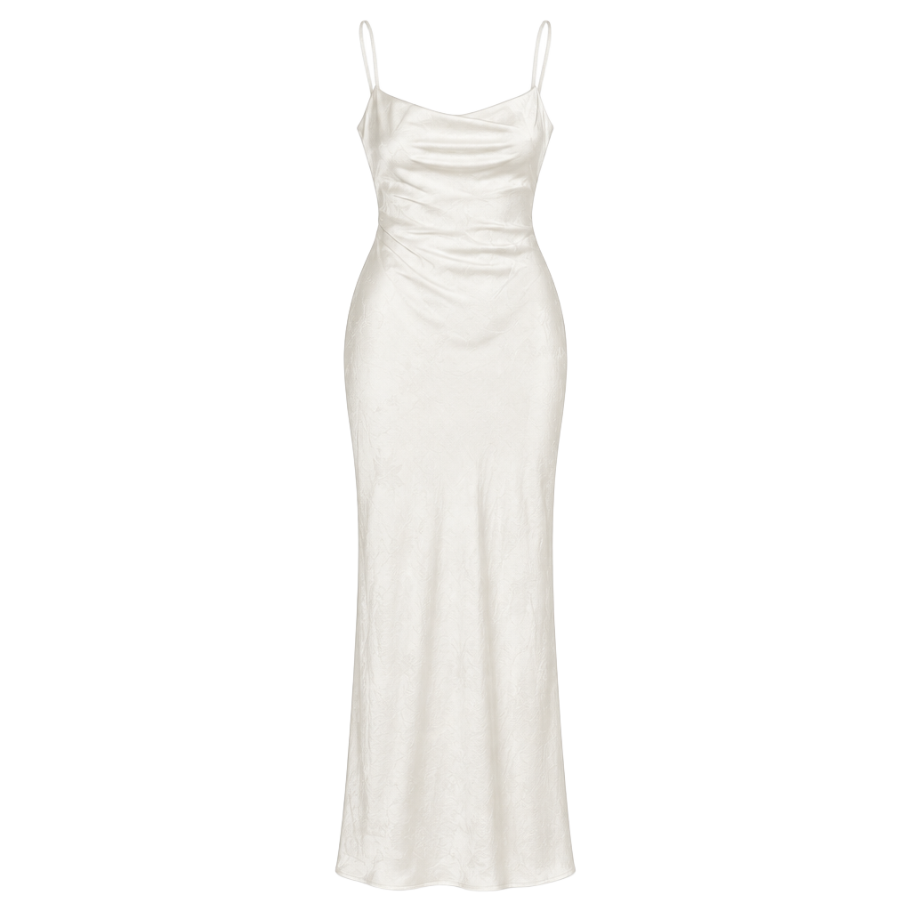 Zara Satin Cowl Neck Maxi Dress Champagne 1