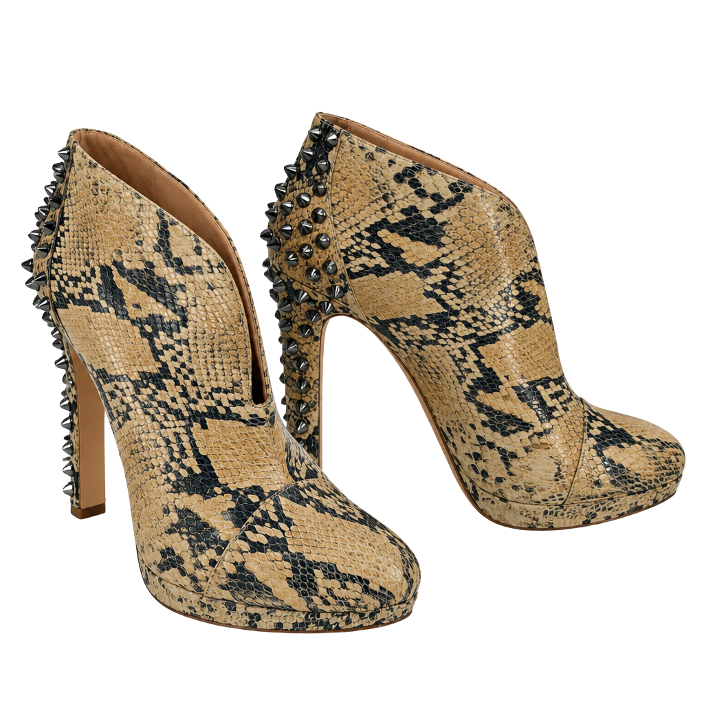 BCBGMAXAZRIA Snakeskin Studded Ankle Boots 1