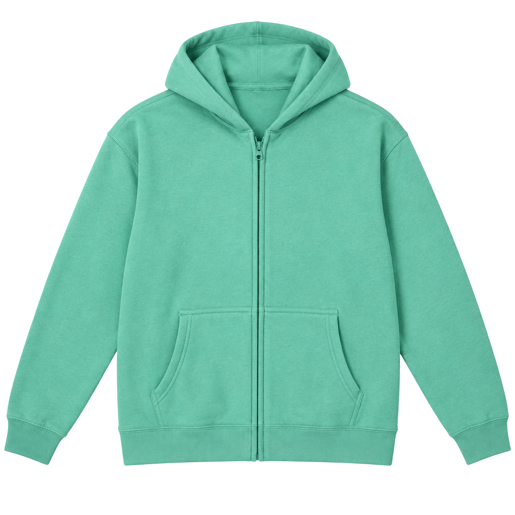 Gildan Full Zip Hoodie Size L Mint Green Fleece Sweatshirt 1