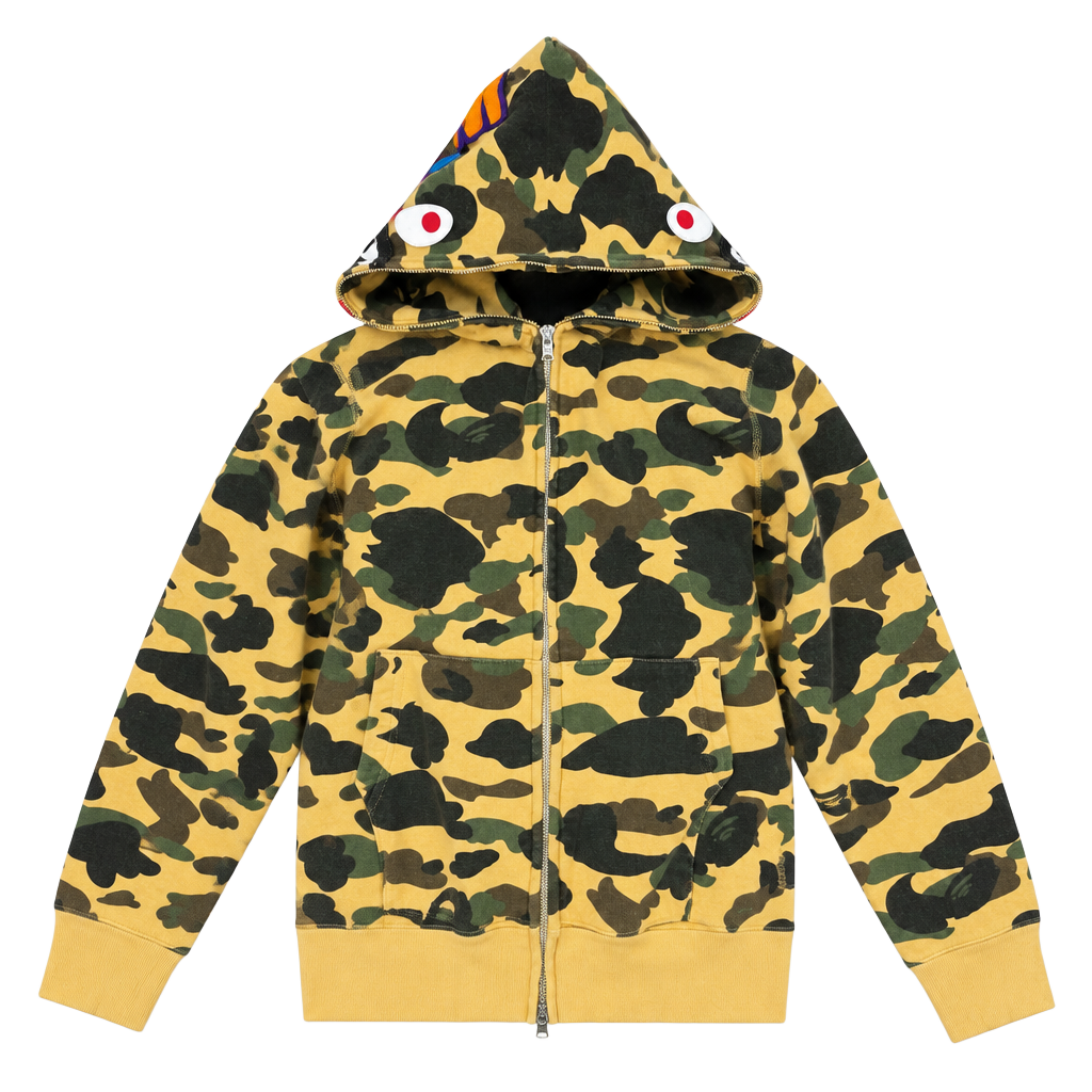 Bape 1st Camo Shark Full Zip Hoodie Yellow Camouflage 1