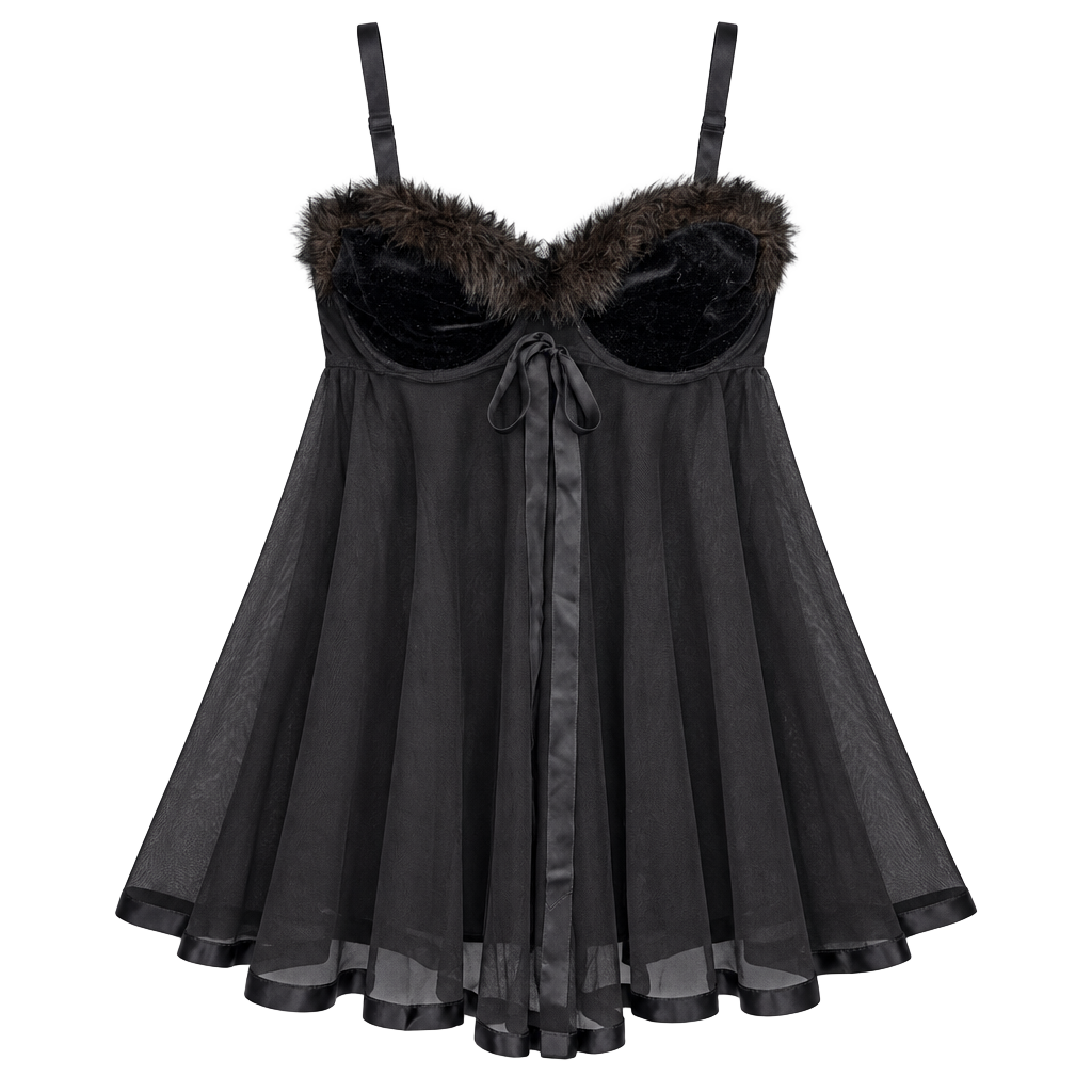 Vintage Victoria's Secret Babydoll Slip Dress Size 34B Black 1