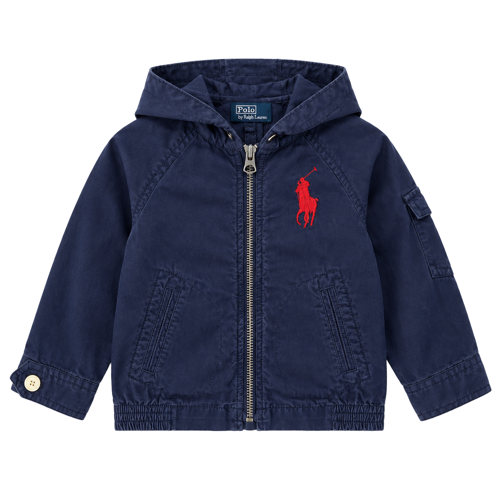 Polo Ralph Lauren Zip Hooded Jacket Size 18M Navy Blue Red Pony 1