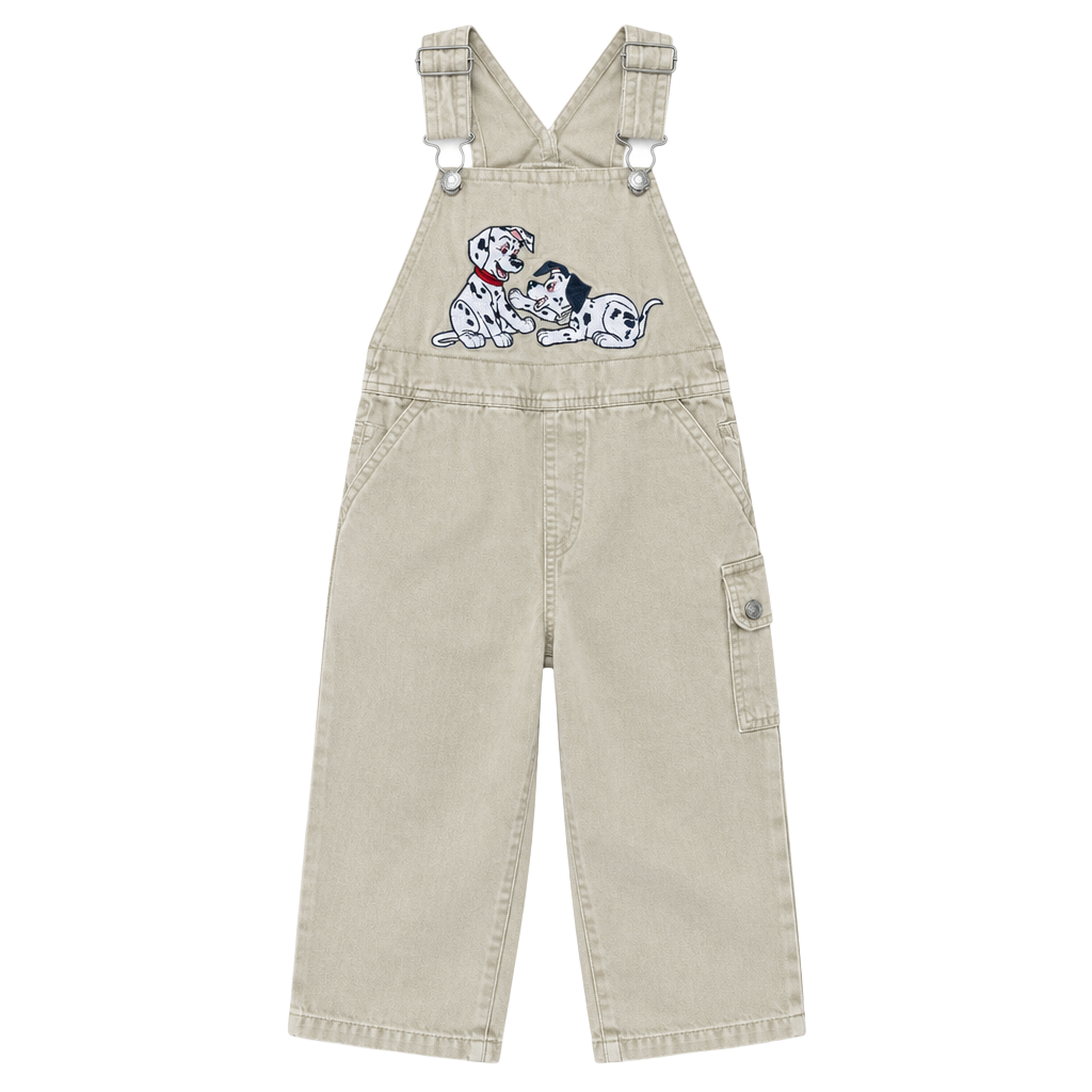 Vtg Disney Store 101 Dalmatians Embroidered Khaki Overalls 1