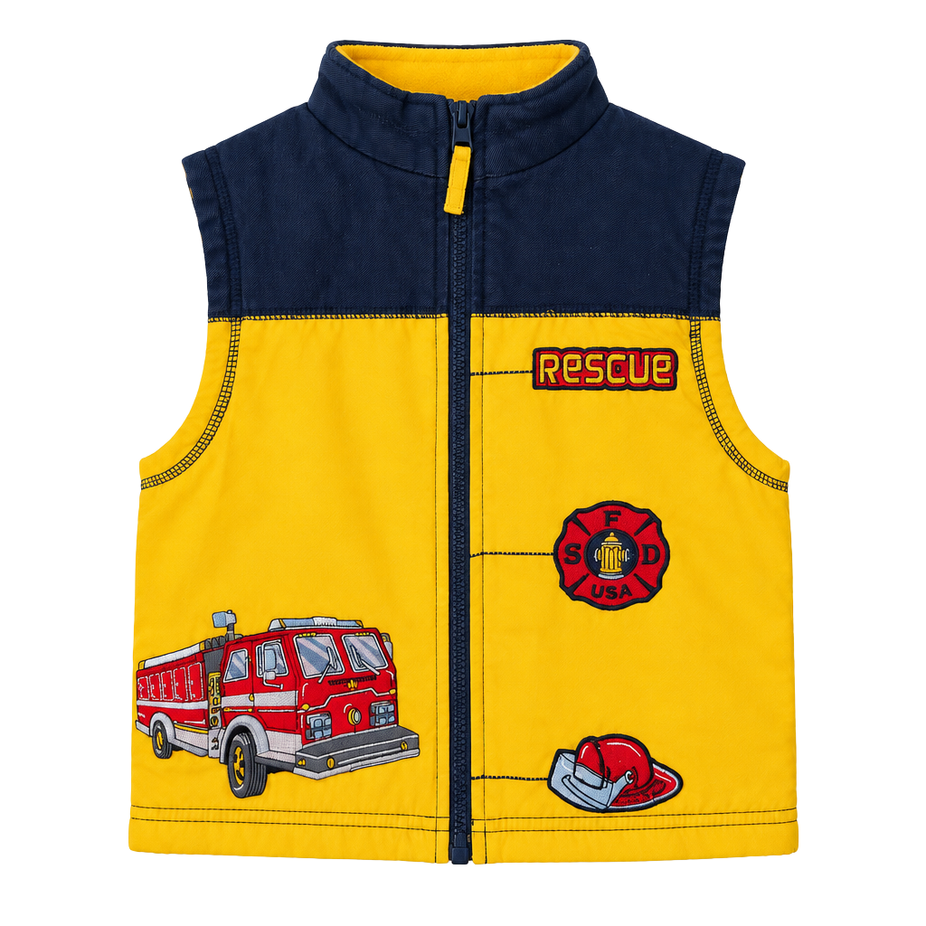 Vtg Khq Sportswear Firefighter Vest Size 7 Yellow Fire Truck Rescue 1