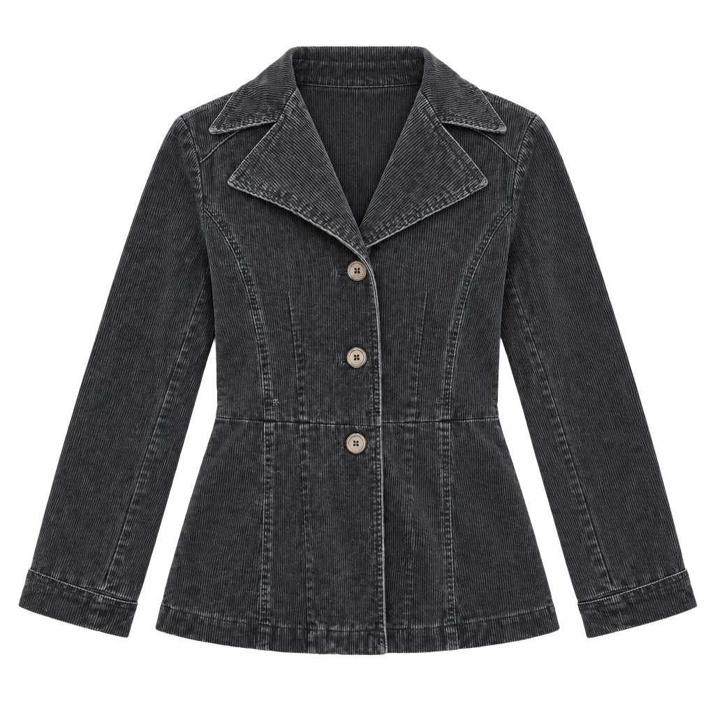 Vintage Y2K Wet Seal Charcoal Grey Corduroy Jacket 1